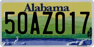 AL license plate 50AZ017