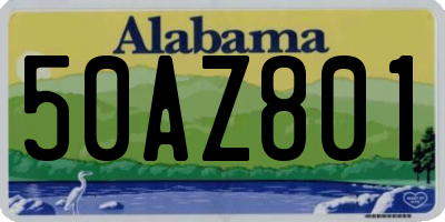 AL license plate 50AZ801