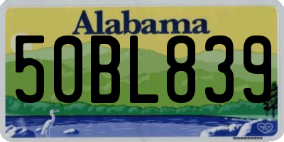 AL license plate 50BL839