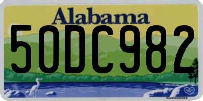 AL license plate 50DC982