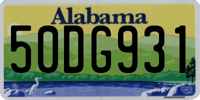 AL license plate 50DG931