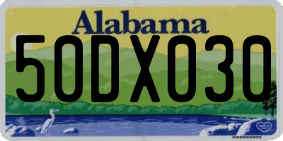 AL license plate 50DX030