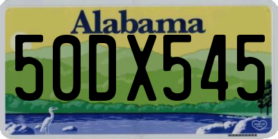 AL license plate 50DX545