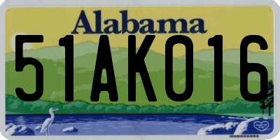 AL license plate 51AK016