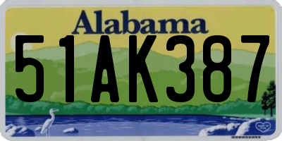 AL license plate 51AK387