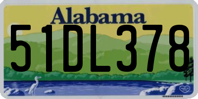 AL license plate 51DL378