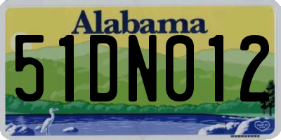 AL license plate 51DN012