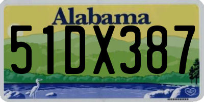 AL license plate 51DX387
