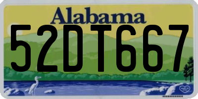 AL license plate 52DT667
