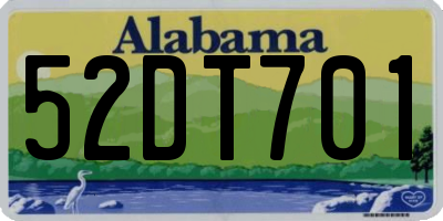 AL license plate 52DT701