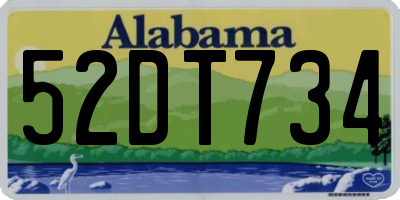 AL license plate 52DT734