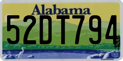 AL license plate 52DT794