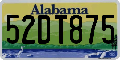 AL license plate 52DT875