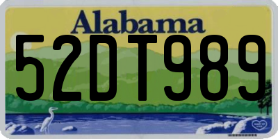 AL license plate 52DT989
