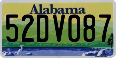 AL license plate 52DV087