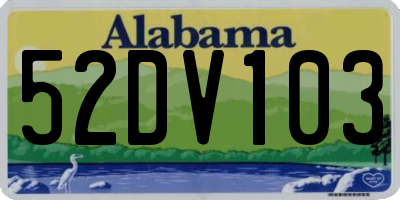 AL license plate 52DV103
