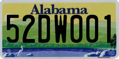 AL license plate 52DW001
