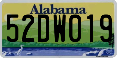 AL license plate 52DW019