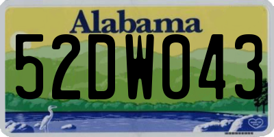 AL license plate 52DW043