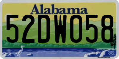 AL license plate 52DW058