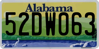 AL license plate 52DW063