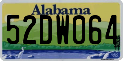 AL license plate 52DW064