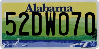 AL license plate 52DW070