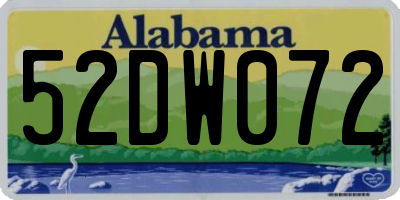 AL license plate 52DW072