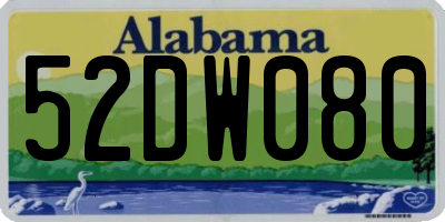 AL license plate 52DW080