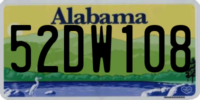 AL license plate 52DW108