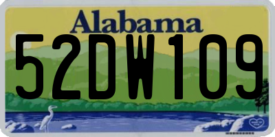 AL license plate 52DW109