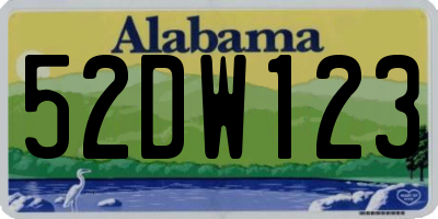 AL license plate 52DW123