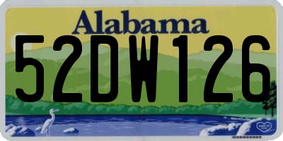 AL license plate 52DW126