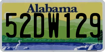 AL license plate 52DW129