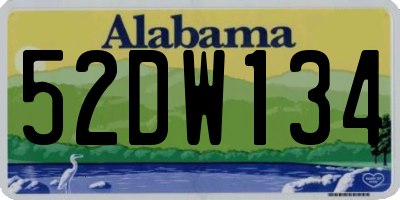 AL license plate 52DW134