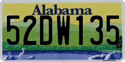 AL license plate 52DW135