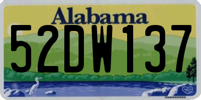 AL license plate 52DW137