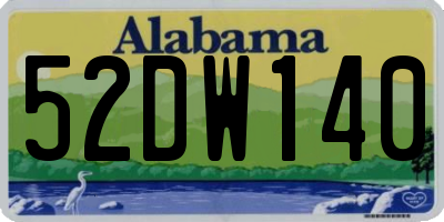 AL license plate 52DW140