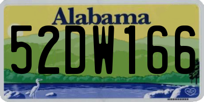 AL license plate 52DW166