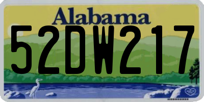 AL license plate 52DW217