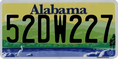 AL license plate 52DW227