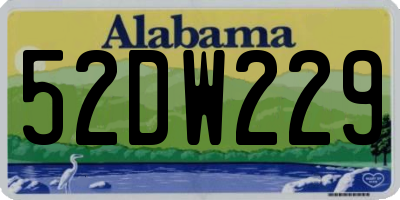 AL license plate 52DW229