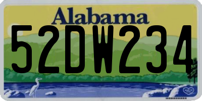 AL license plate 52DW234