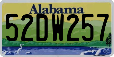AL license plate 52DW257