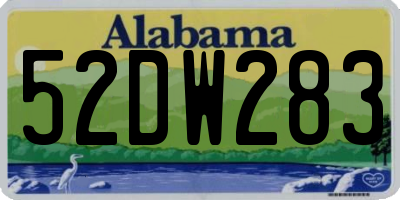 AL license plate 52DW283