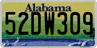 AL license plate 52DW309