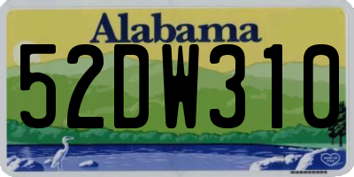 AL license plate 52DW310