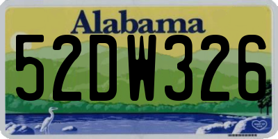 AL license plate 52DW326