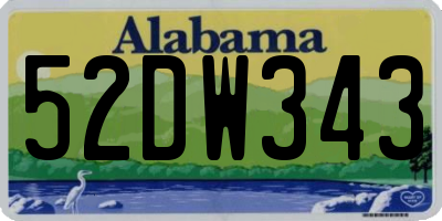 AL license plate 52DW343