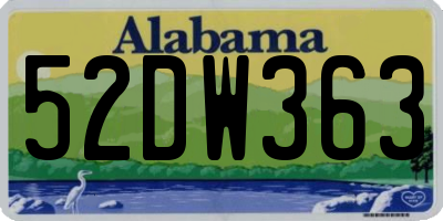 AL license plate 52DW363